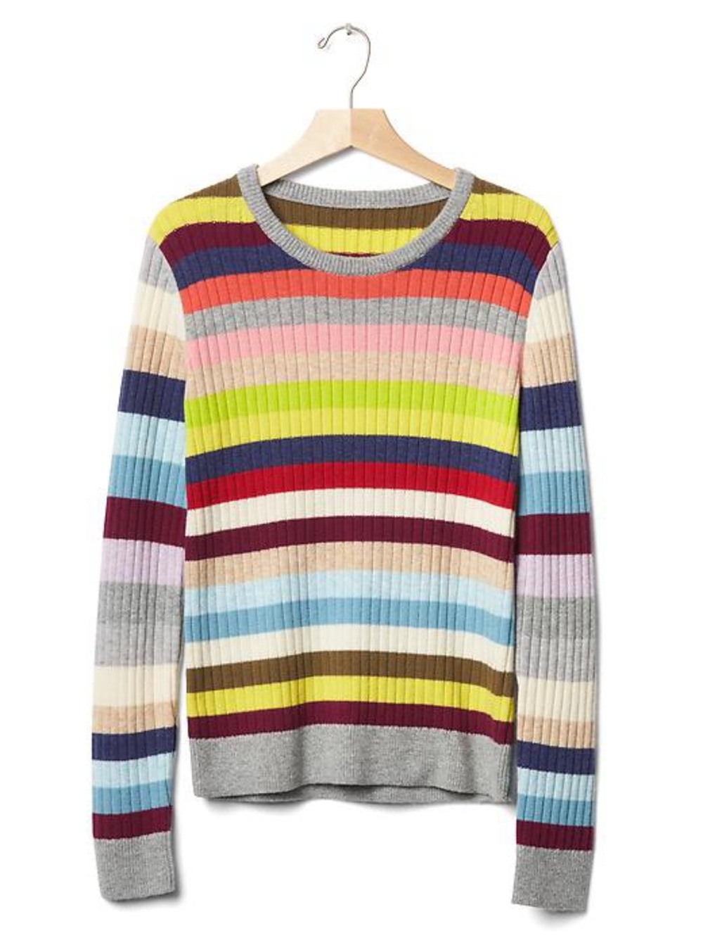 Gap 2016 Holiday Crazy Stripe Ribbed Crew Merino Wool Blend Sweater | Size Small - Picture 2 of 6
